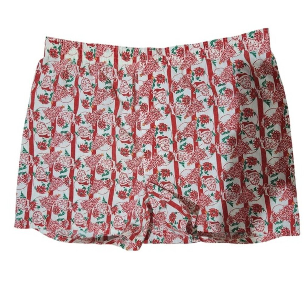Vintage 70s Novelty Christmas Santa Boxer Shorts‎ Red Striped Medium Festive